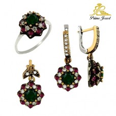 Gümüş Otantik Taşlı Set